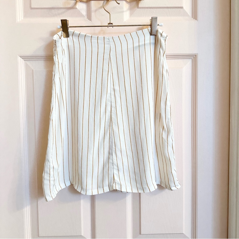 Reformation White Ivory Vertical-Stripe Skirt